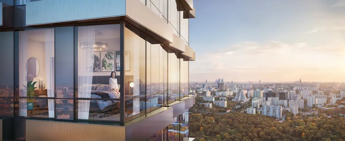 Glass corner balcony